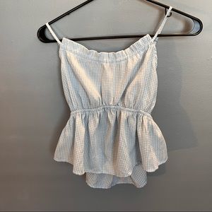 Plaid babydoll tie top